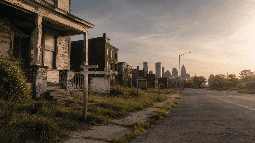 Real estate investment opportunity featuring a distressed home in a working-class neighborhood, illustrating value-add investing and smart property acquisition strategies.