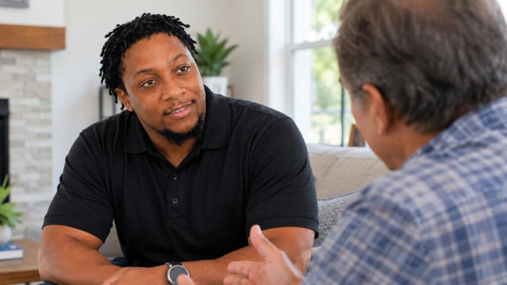 Real estate investor talking with a motivated property seller